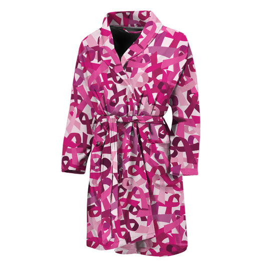 Breast Cancer Awareness Symbol Print Men's Bathrobe