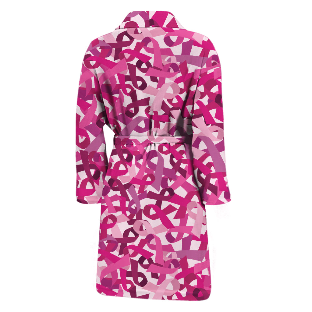 Breast Cancer Awareness Symbol Print Men's Bathrobe