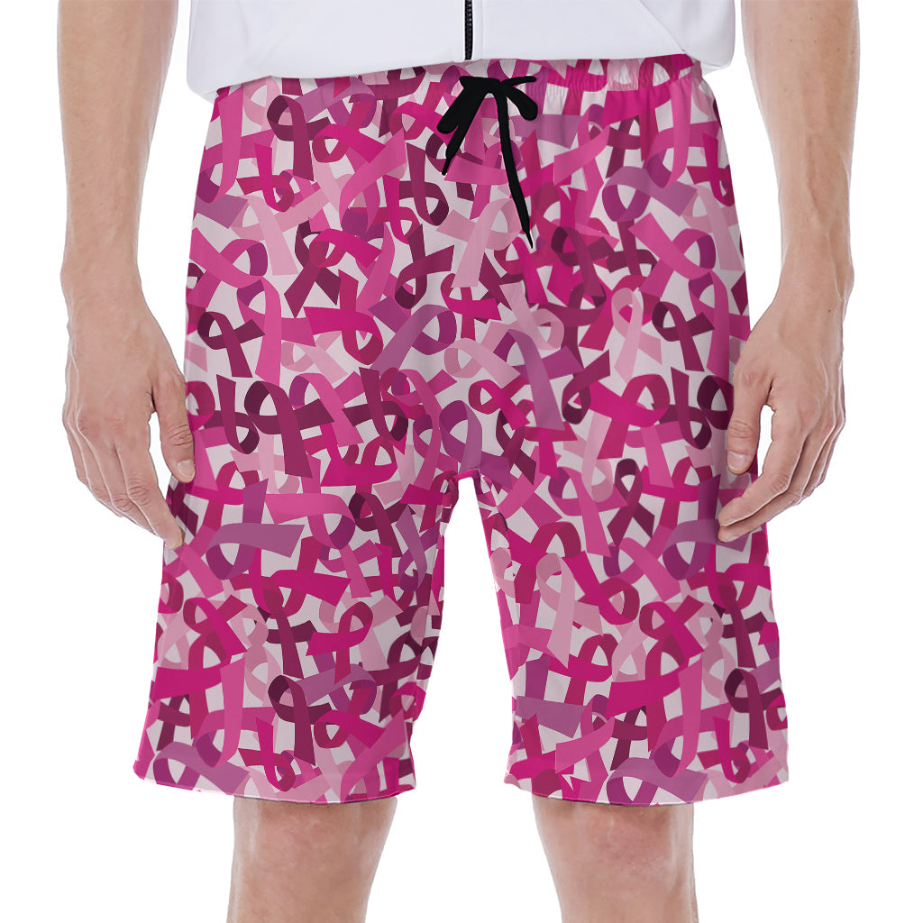 Breast Cancer Awareness Symbol Print Men's Beach Shorts