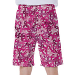 Breast Cancer Awareness Symbol Print Men's Beach Shorts