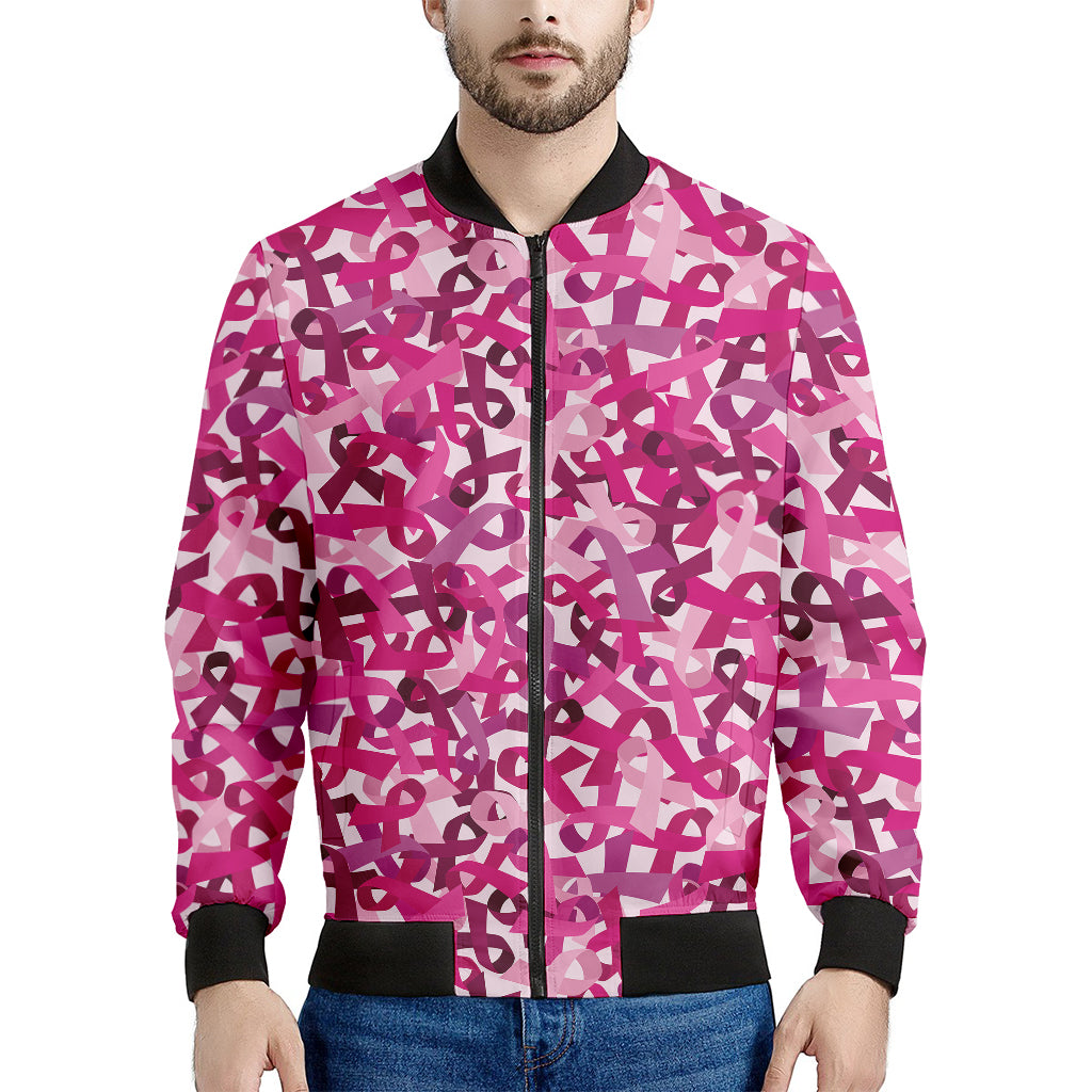 Breast Cancer Awareness Symbol Print Men's Bomber Jacket