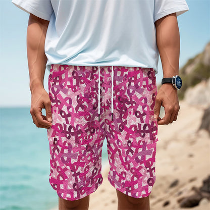 Breast Cancer Awareness Symbol Print Men's Cargo Shorts