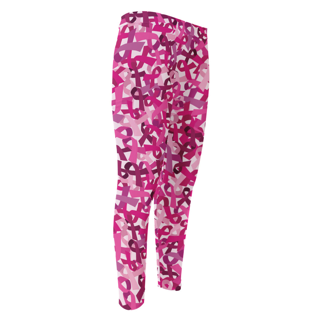 Breast Cancer Awareness Symbol Print Men's Compression Pants