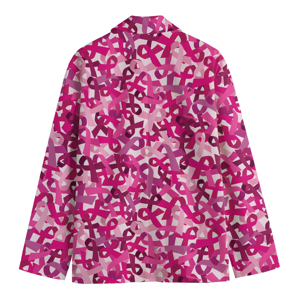 Breast Cancer Awareness Symbol Print Men's Cotton Blazer