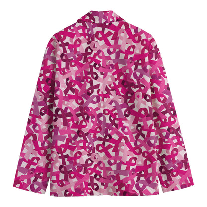 Breast Cancer Awareness Symbol Print Men's Cotton Blazer