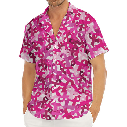Breast Cancer Awareness Symbol Print Men's Deep V-Neck Shirt