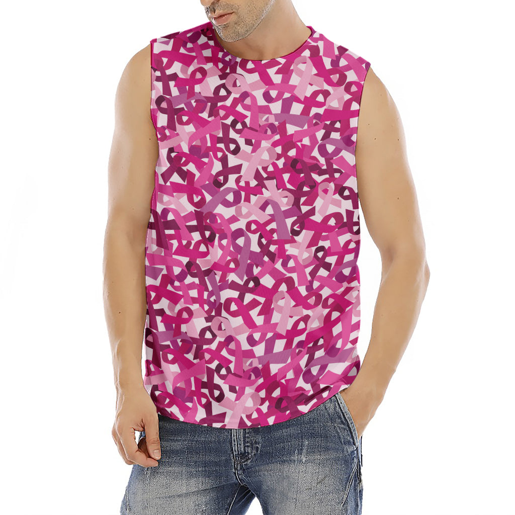 Breast Cancer Awareness Symbol Print Men's Fitness Tank Top