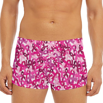 Breast Cancer Awareness Symbol Print Men's Short Boxer Briefs