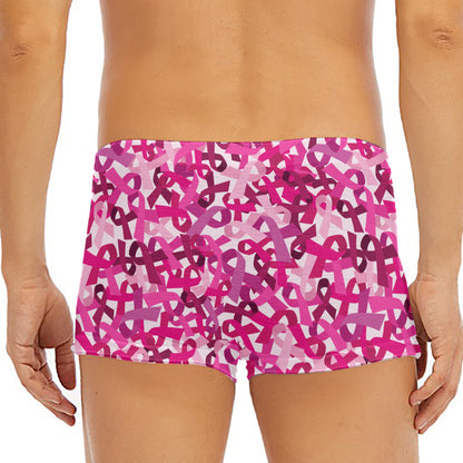 Breast Cancer Awareness Symbol Print Men's Short Boxer Briefs