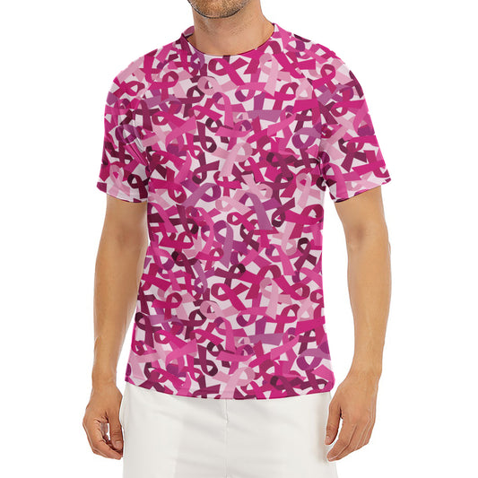 Breast Cancer Awareness Symbol Print Men's Short Sleeve Rash Guard