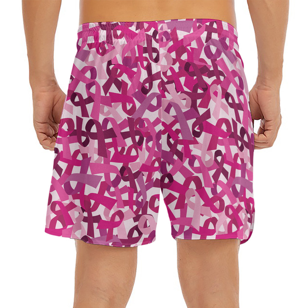 Breast Cancer Awareness Symbol Print Men's Split Running Shorts