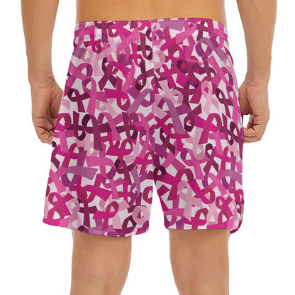 Breast Cancer Awareness Symbol Print Men's Split Running Shorts