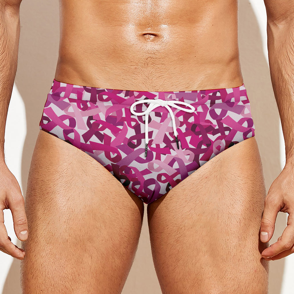 Breast Cancer Awareness Symbol Print Men's Swim Briefs