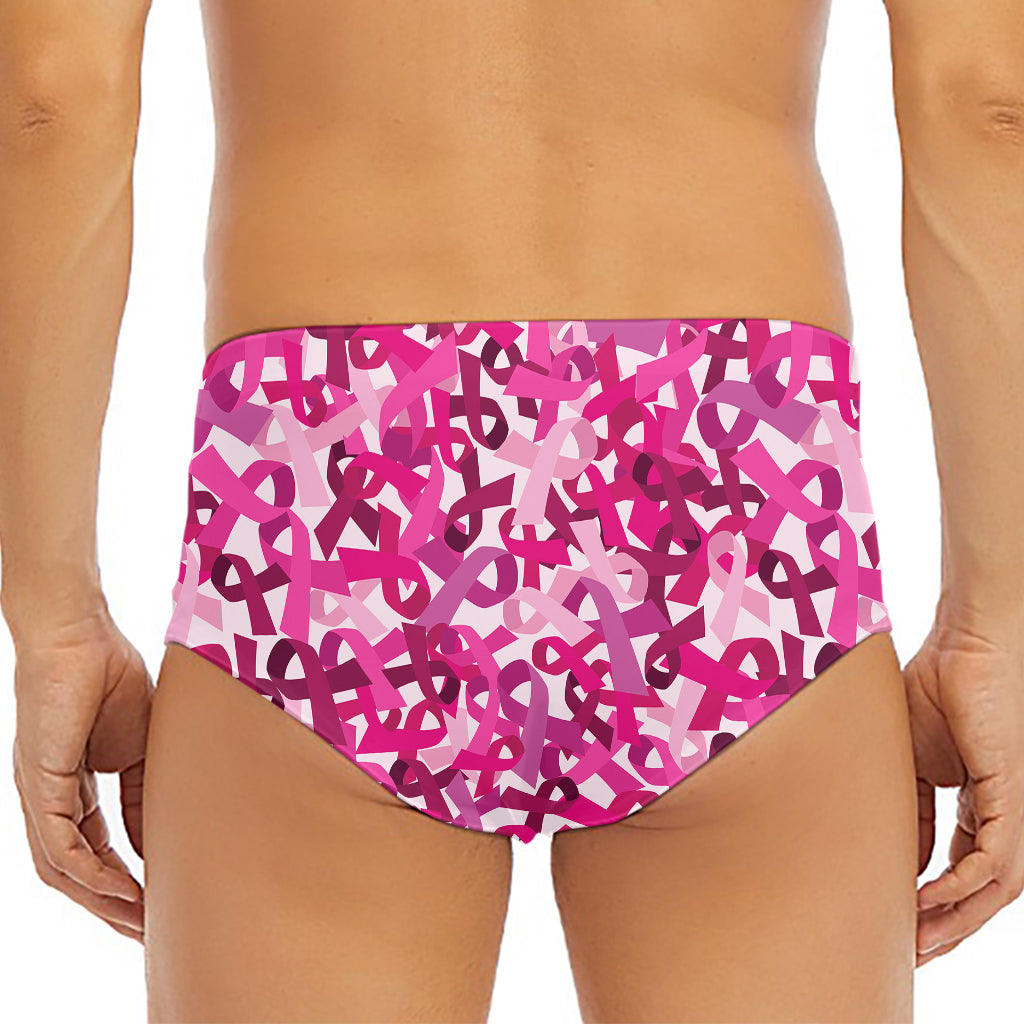 Breast Cancer Awareness Symbol Print Men's Triangle Swim Briefs