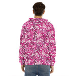 Breast Cancer Awareness Symbol Print Men's Velvet Pullover Hoodie
