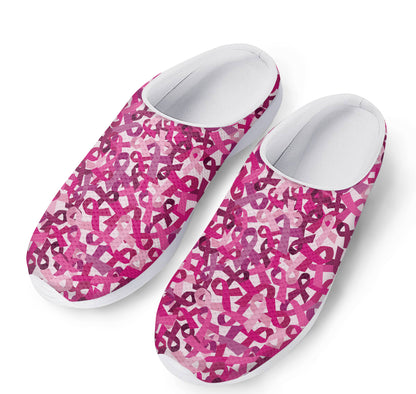 Breast Cancer Awareness Symbol Print Mesh Casual Shoes