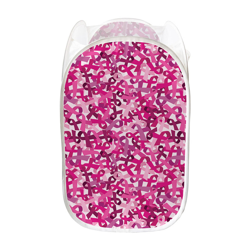 Breast Cancer Awareness Symbol Print Mesh Laundry Hamper