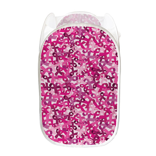 Breast Cancer Awareness Symbol Print Mesh Laundry Hamper