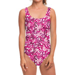 Breast Cancer Awareness Symbol Print One Piece Swimsuit