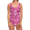 Breast Cancer Awareness Symbol Print One Piece Swimsuit