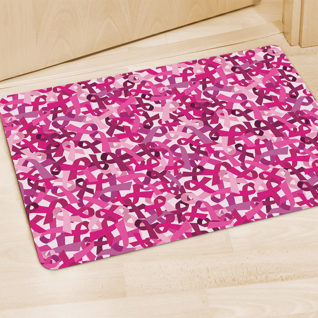 Breast Cancer Awareness Symbol Print Polyester Doormat