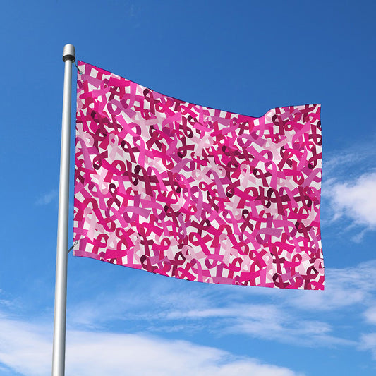 Breast Cancer Awareness Symbol Print Polyester Flag