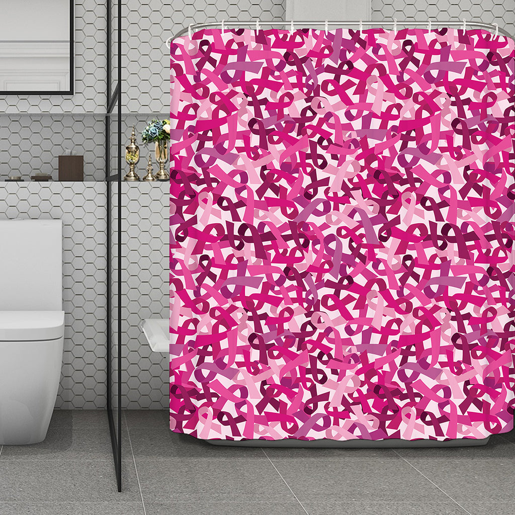 Breast Cancer Awareness Symbol Print Polyester Shower Curtain