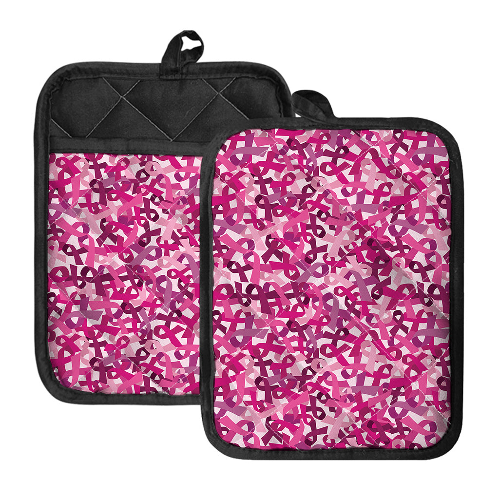 Breast Cancer Awareness Symbol Print Pot Holders With Pocket