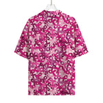 Breast Cancer Awareness Symbol Print Rayon Hawaiian Shirt