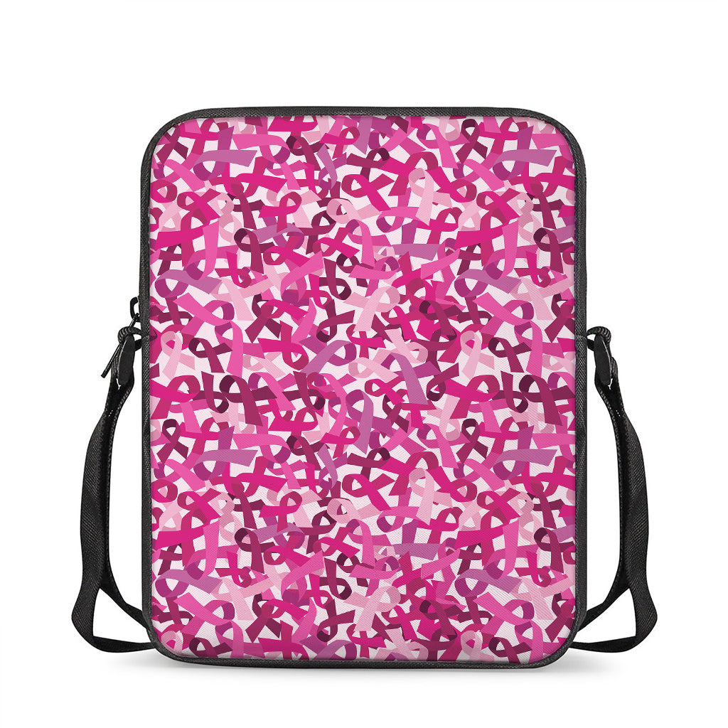 Breast Cancer Awareness Symbol Print Rectangular Crossbody Bag