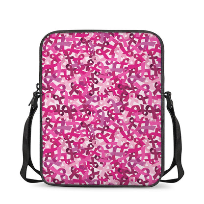 Breast Cancer Awareness Symbol Print Rectangular Crossbody Bag