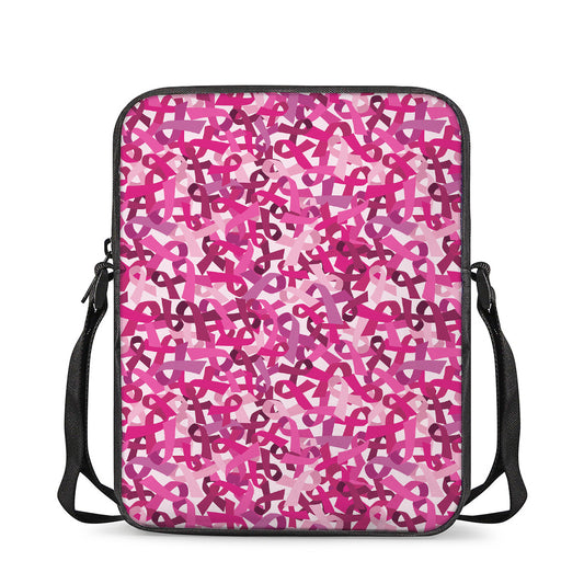 Breast Cancer Awareness Symbol Print Rectangular Crossbody Bag
