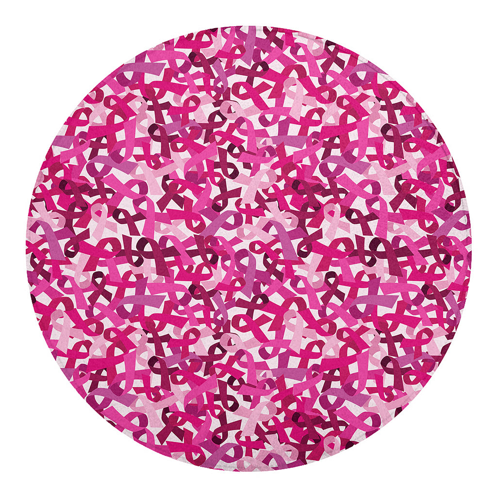 Breast Cancer Awareness Symbol Print Round Blanket
