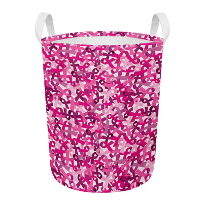 Breast Cancer Awareness Symbol Print Round Laundry Basket