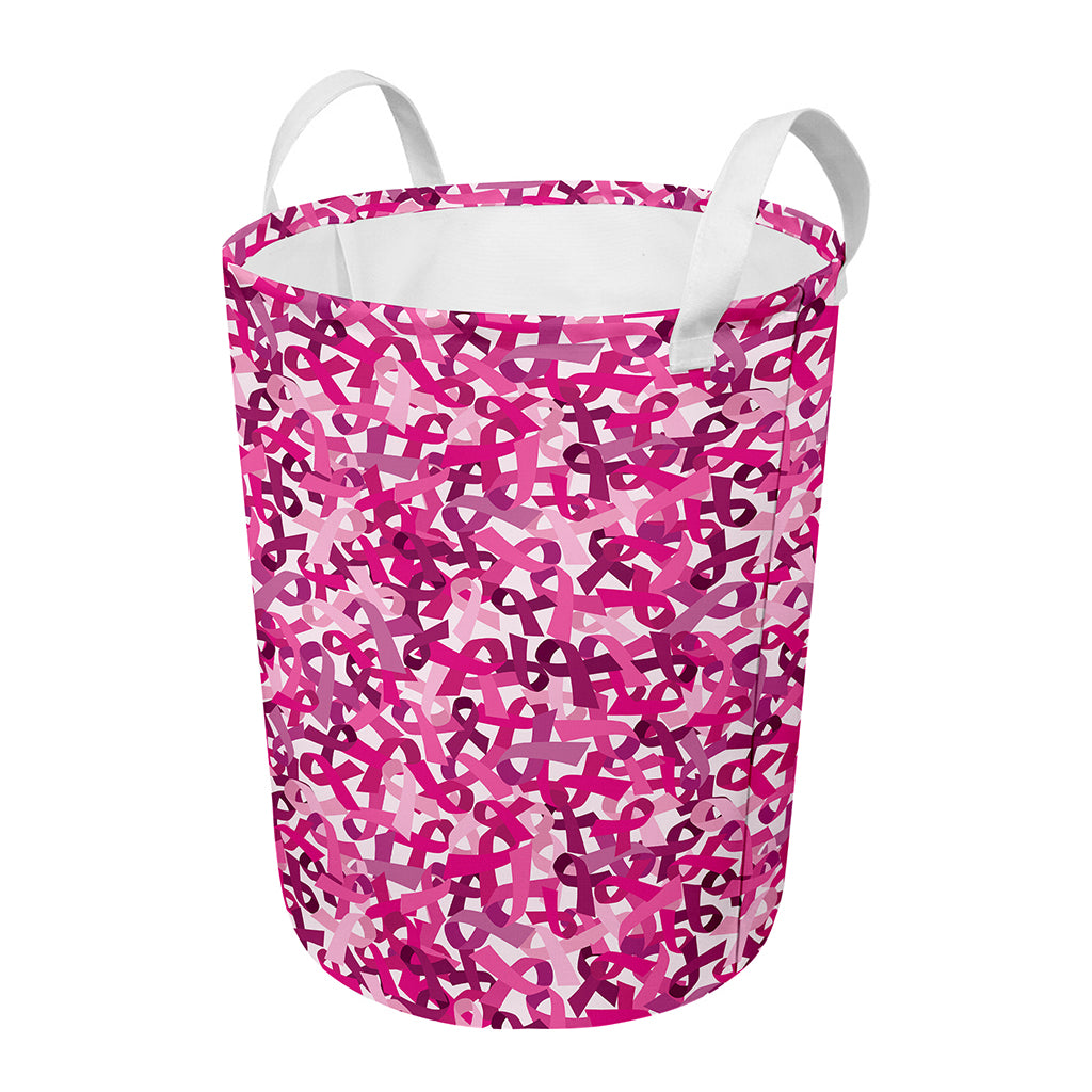 Breast Cancer Awareness Symbol Print Round Laundry Basket