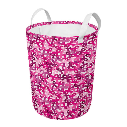 Breast Cancer Awareness Symbol Print Round Laundry Basket