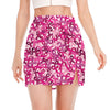 Breast Cancer Awareness Symbol Print Side Slit Mini Skirt