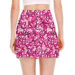 Breast Cancer Awareness Symbol Print Side Slit Mini Skirt