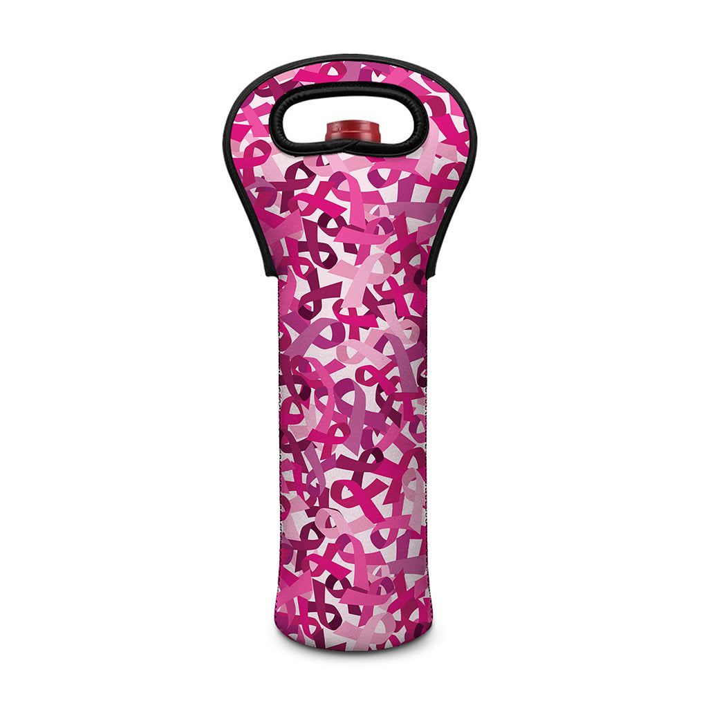Breast Cancer Awareness Symbol Print Single Neoprene Wine Tote