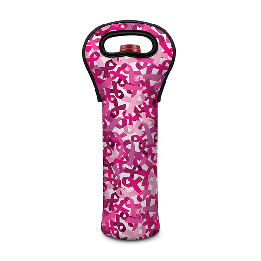 Breast Cancer Awareness Symbol Print Single Neoprene Wine Tote