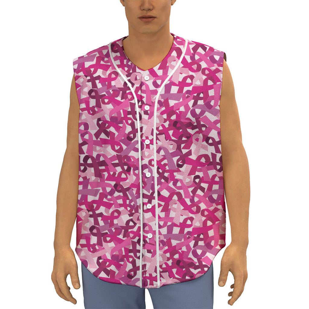 Breast Cancer Awareness Symbol Print Sleeveless Baseball Jersey