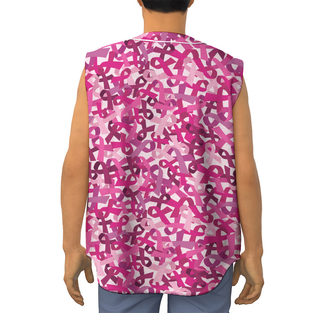 Breast Cancer Awareness Symbol Print Sleeveless Baseball Jersey