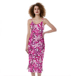 Breast Cancer Awareness Symbol Print Slim Fit Midi Cami Dress