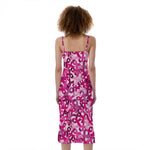 Breast Cancer Awareness Symbol Print Slim Fit Midi Cami Dress