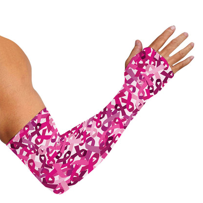 Breast Cancer Awareness Symbol Print Sun Protection Arm Sleeves