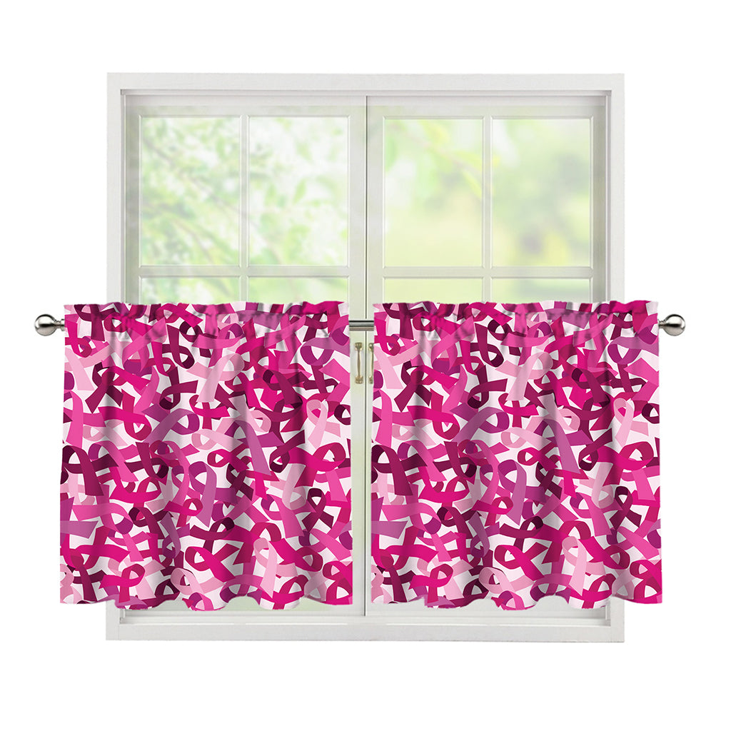 Breast Cancer Awareness Symbol Print Tier Curtains