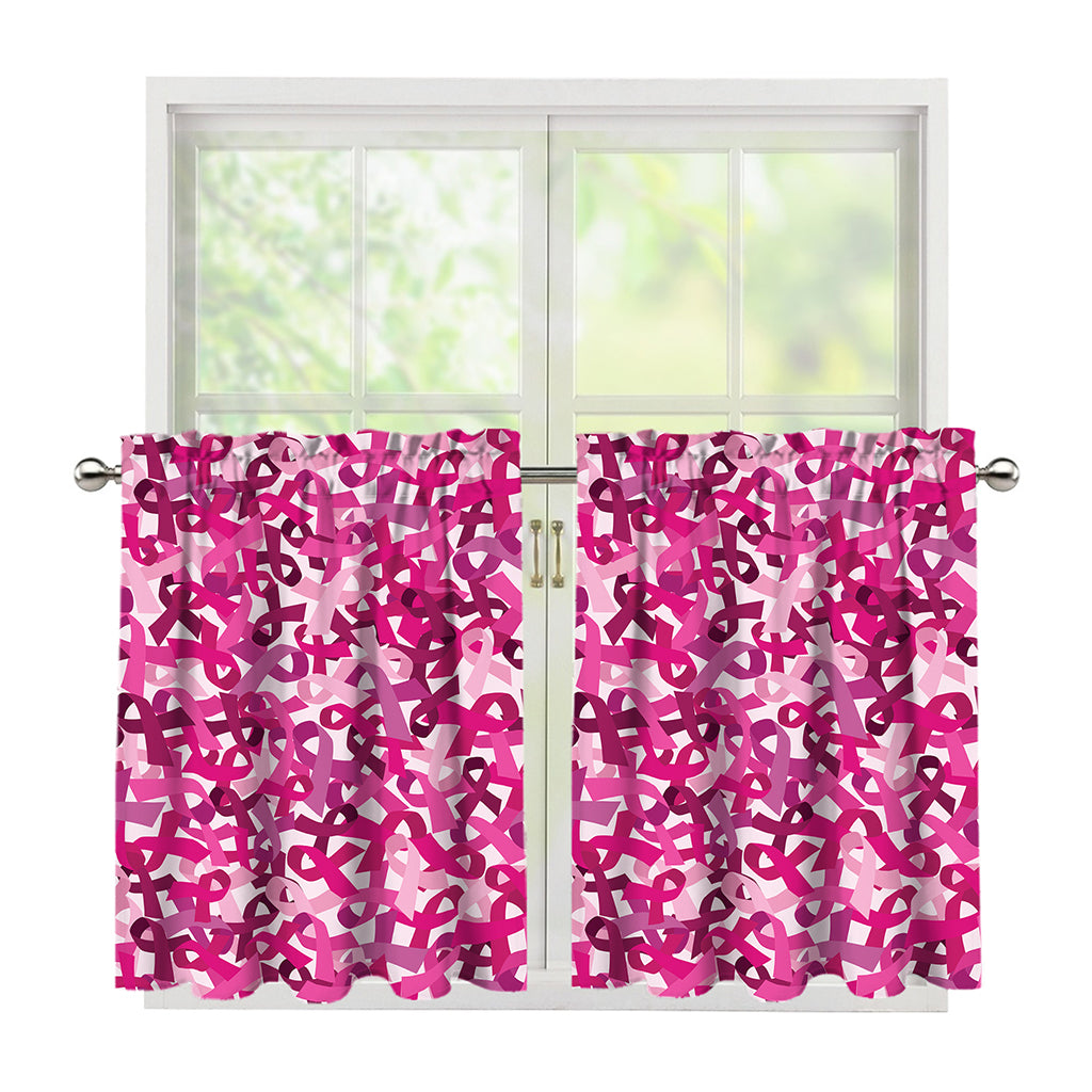 Breast Cancer Awareness Symbol Print Tier Curtains