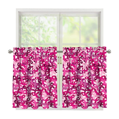 Breast Cancer Awareness Symbol Print Tier Curtains