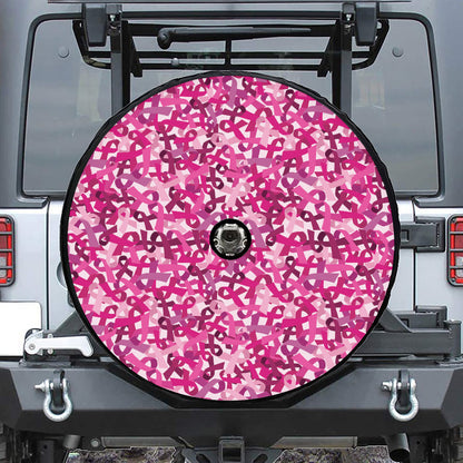 Breast Cancer Awareness Symbol Print Tire Cover With Camera Hole