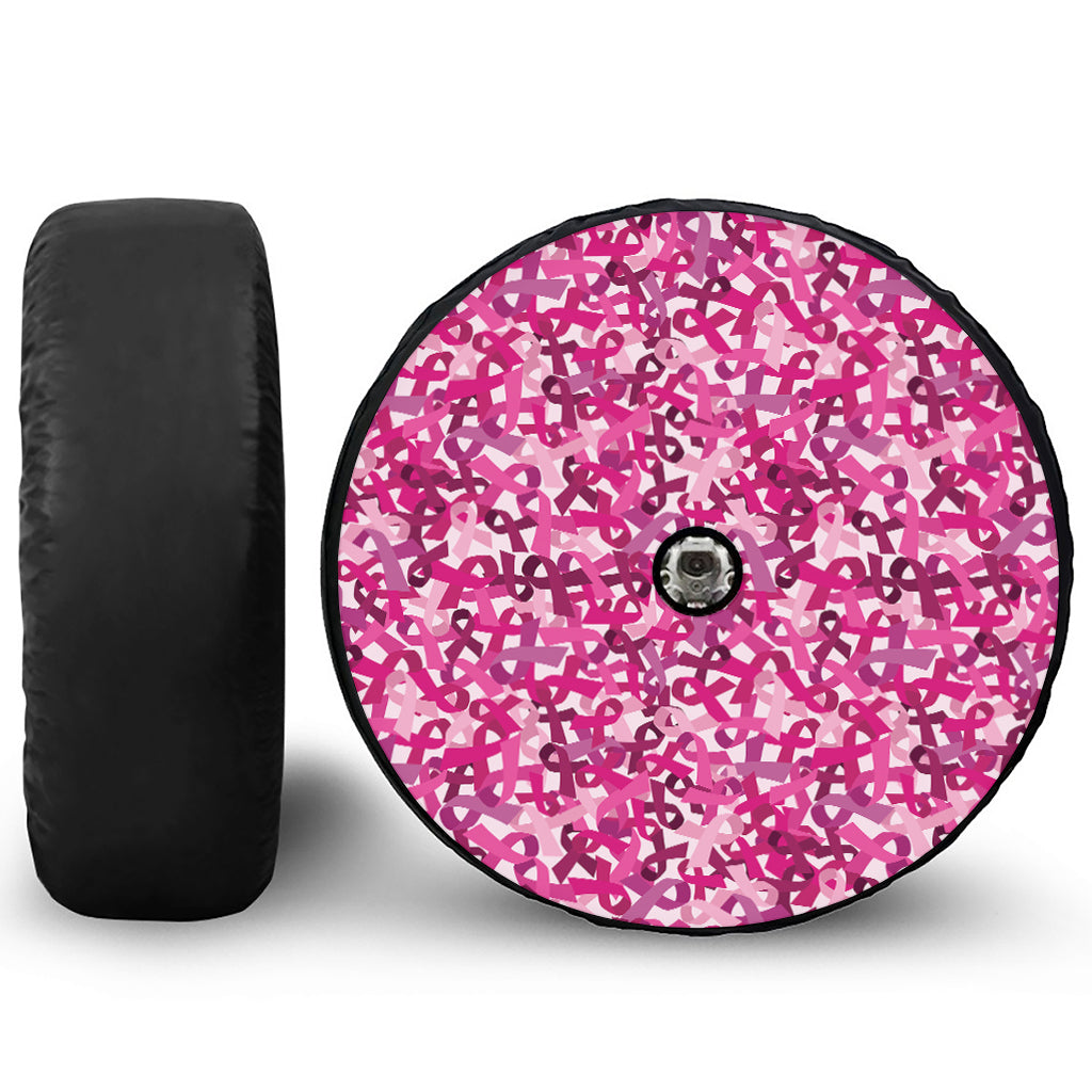 Breast Cancer Awareness Symbol Print Tire Cover With Camera Hole